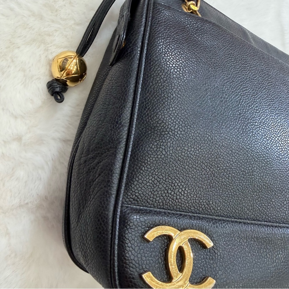 CHANEL Black Caviar Leather Triple CC Shoulder Bag - Picture 5 of 12